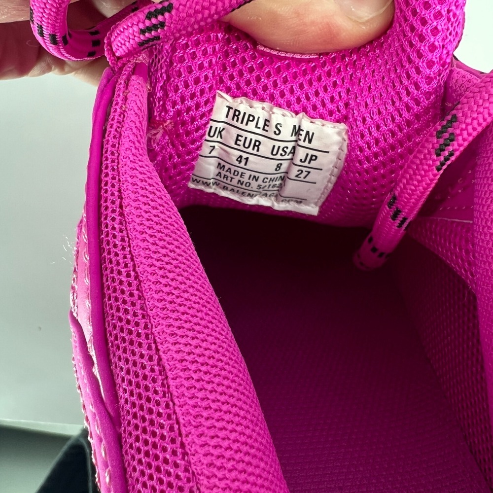 Balenciaga Triple S Sneakers Shoes Mens Size 41 Clear Sole Pink Logo Lace Up NEW - Picture 14 of 15
